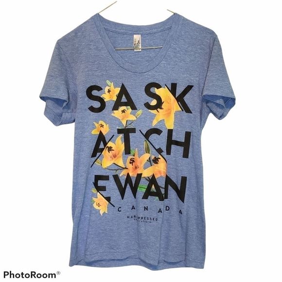 Hard Pressed Tops - Hard Pressed Saskatchewan blue tee shirt